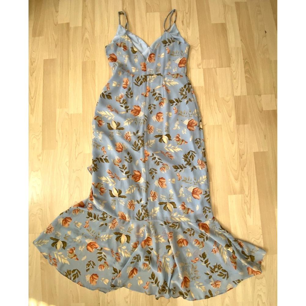 Floret Studios Women's M Dress Ruched Floral Sheer Lined Fairy Coquette Romantic - Picture 2 of 10